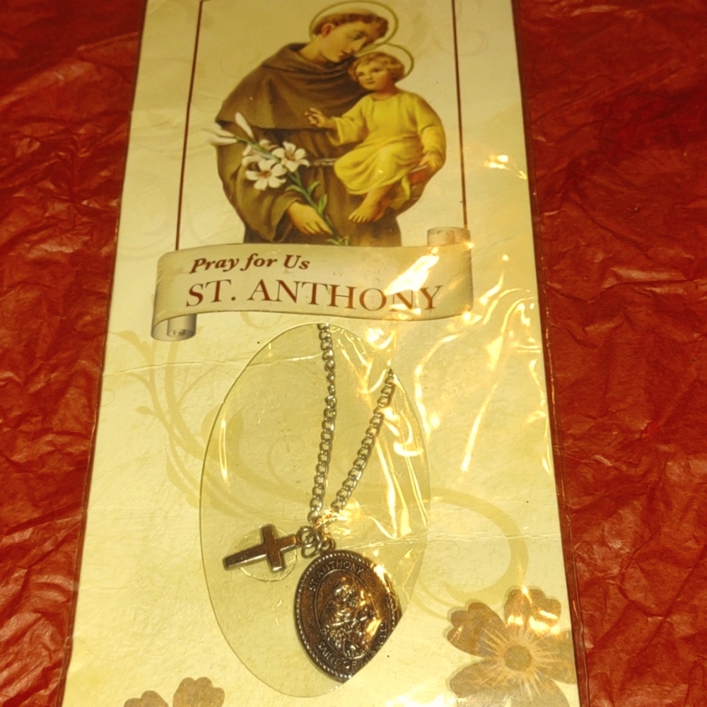 Vintage Saint Anthony necklace with cross attached